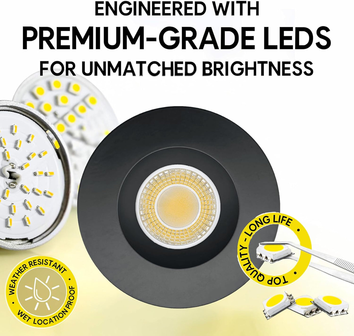 P-6971 4 inch Retrofit Round Downlight Luminaire, Black Finish, 10W=100W, 1000 Lumens, 5CCT