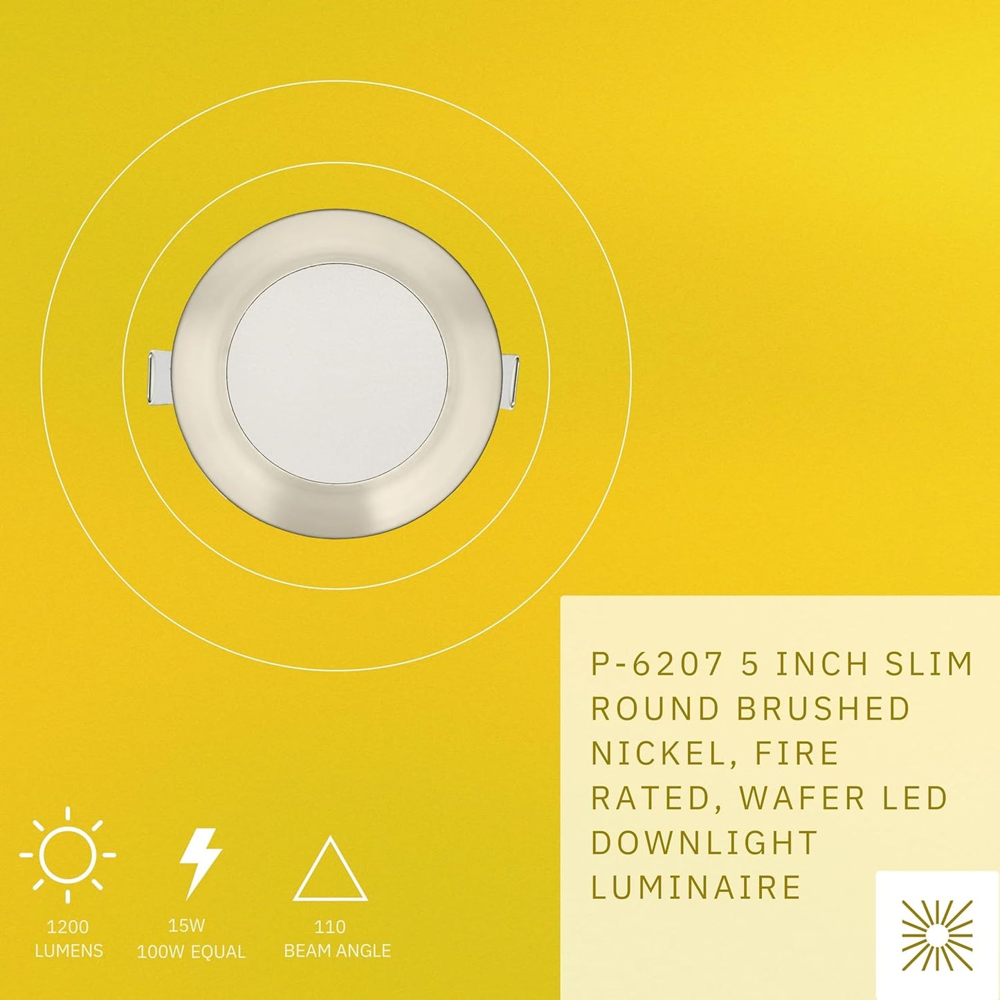 P-6207 5 Inch Round Brushed Nickel 15W 1200 Lumens 5CCT Slim Light
