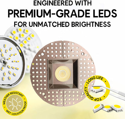 P-7148 3.5 inch Trimless Square Bronze HO 18-30W, 1700-2700 Lumens 5CCT Recessed Light