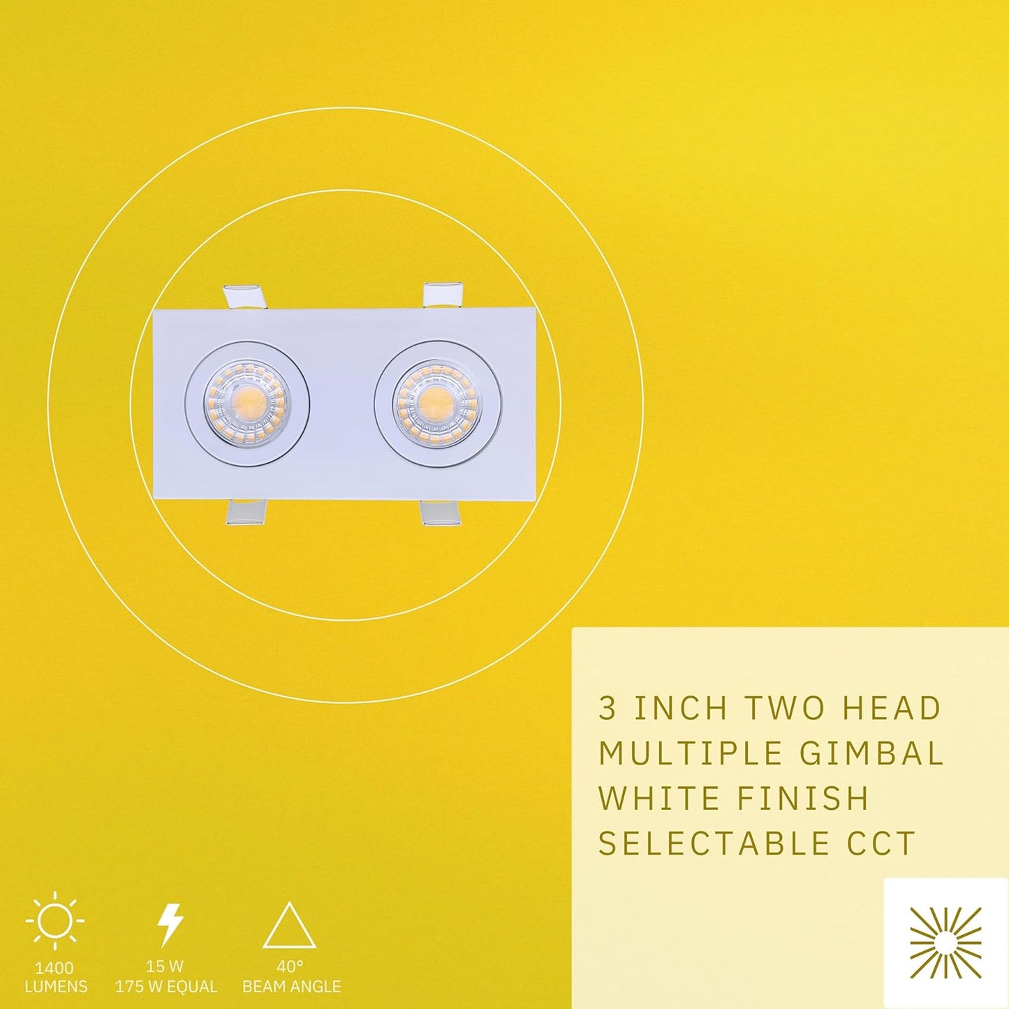 P-6542 3 Inch 2 Head Multiple Gimbal, White Finish 15 Watts, 1400 Lumens 5CCT Recessed Light