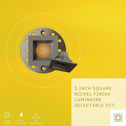 P-6578 1 Inch Square, Nickel Finish 15 Watts, 1200 Lumens 5CCT Recessed Light