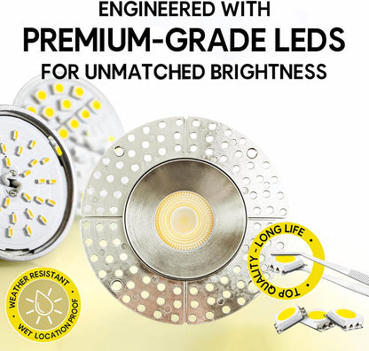 P-7110 3.5 inch Trimless Round Brushed Nickel 15-9W, 1400-900 Lumens 5CCT Recessed Light