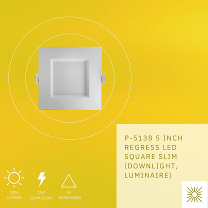P-5138 5 Inch Square White 23W 1800 Lumens 5CCT Slim Light