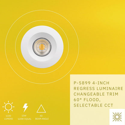 P-5899 4 Inch Round White Baffle 15W 1100 Lumens 5CCT Recessed Light