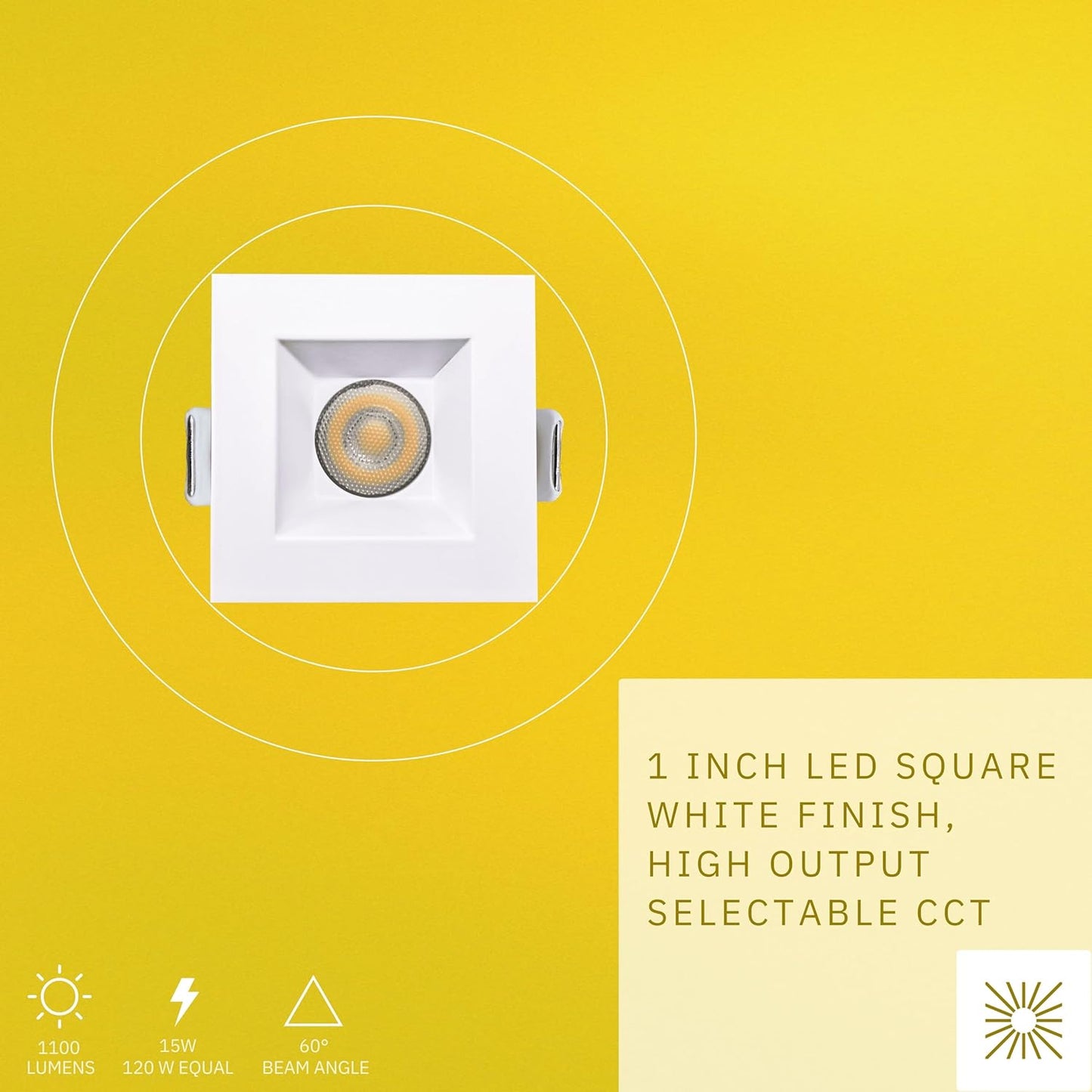 P-6521 1 Inch Square White Smooth High-Output, 15 Watts, 1100 Lumens 5CCT Recessed Light