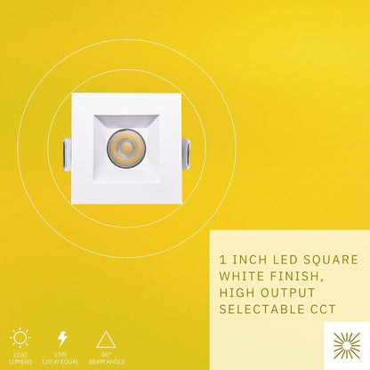 P-6521 1 Inch Square White Smooth High-Output, 15 Watts, 1100 Lumens 5CCT Recessed Light