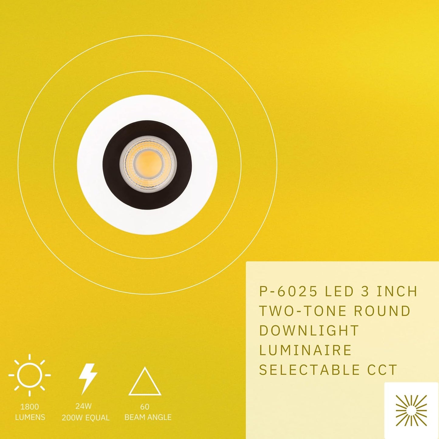 P-6025 3 Inch Two-Tone Round 24W 1800 Lumens 5CCT Recessed Light