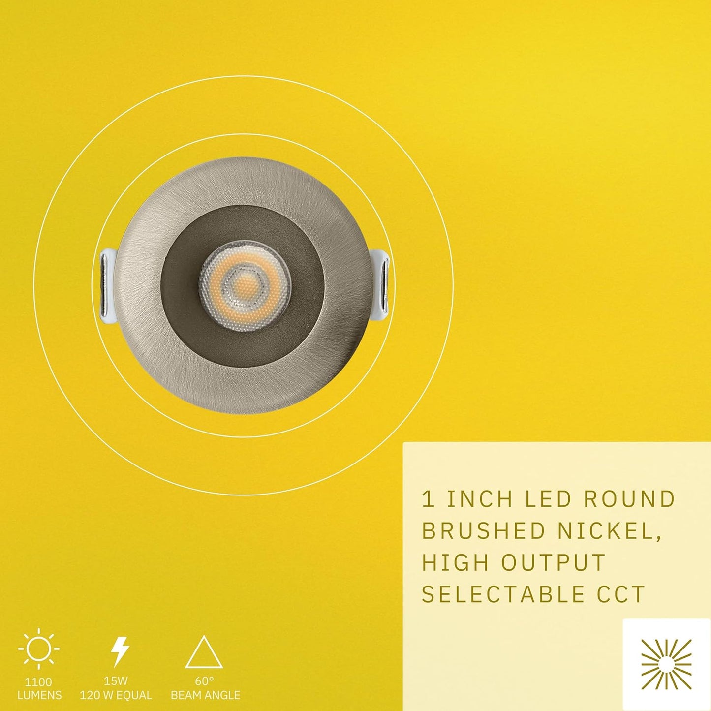 P-6519 1 Inch Round Brushed Nickel Smooth High-Output, 15 Watts, 1100 Lumens 5CCT Recessed Light