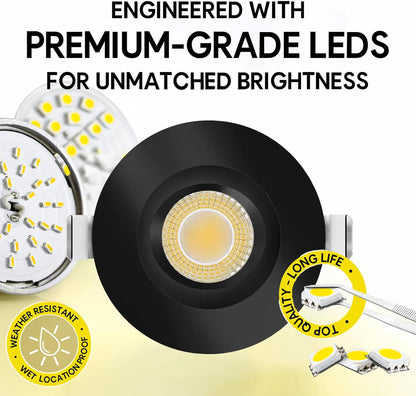 P-7515 3 inch Regress Gimbal Round Black HO, 15-20W, 1400-2100 Lumens, 5CCT Recessed Light