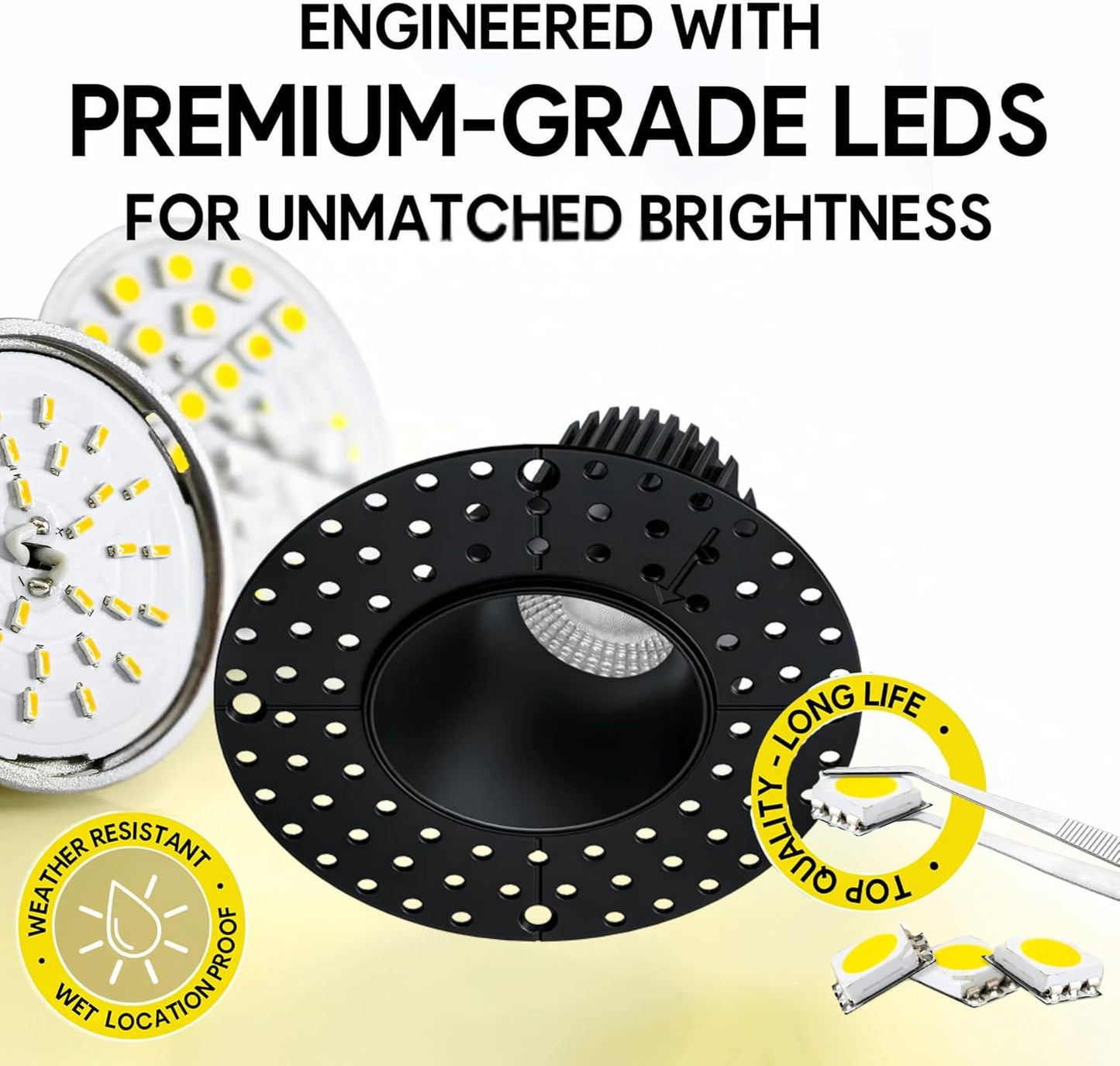 P-7552 3 inch Trimless Round Wall-Wash Black, 8W, 800 Lumens, 5CCT Recessed Light