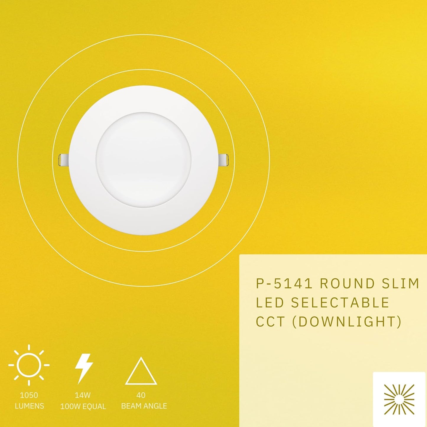 P-5141 5 Inch Round White 14W 1050 Lumens 5CCT Slim Ultra-Thin light