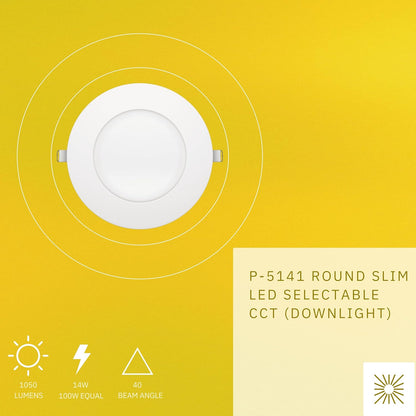 P-5141 5 Inch Round White 14W 1050 Lumens 5CCT Slim Ultra-Thin light