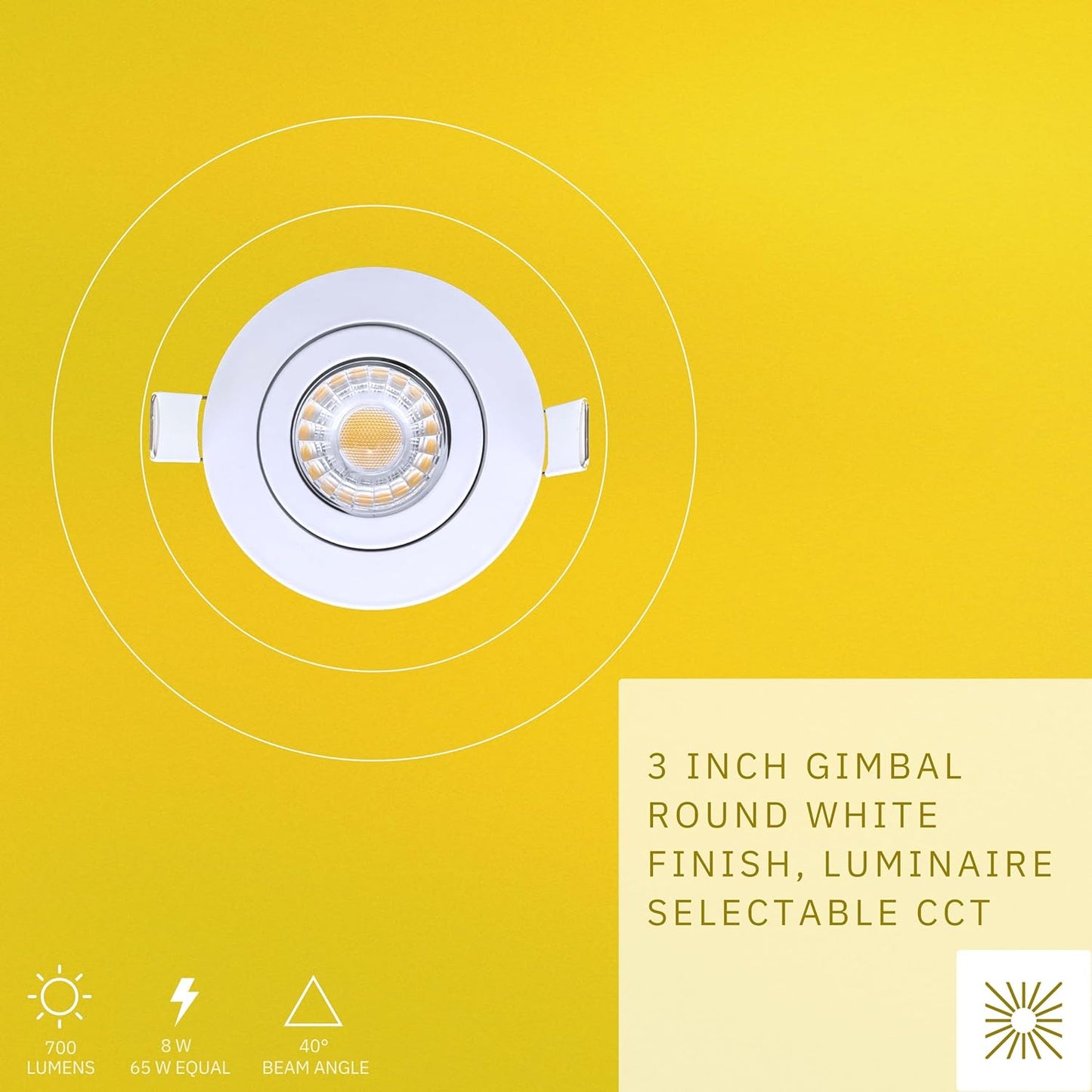 P-6539 3 Inch Gimbal Round, White Finish 8 Watts, 700 Lumens 5CCT Recessed Light