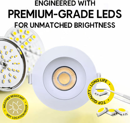 P-7093 3 Inch Gimbal Round White 24W, 2100 Lumens 5CCT Recessed Light Non-IC