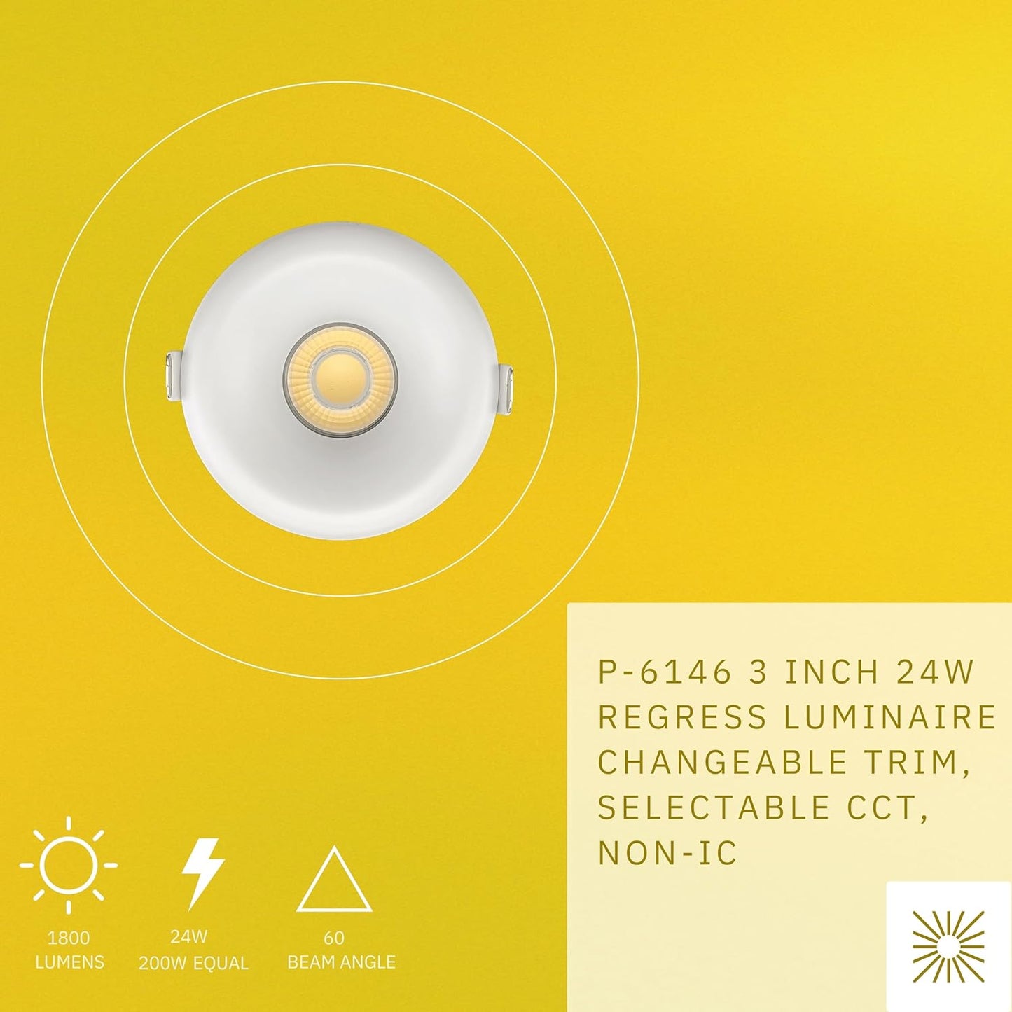 P-6146 3 Inch Wave White Round 24W 1800 Lumens 5CCT Recessed Light