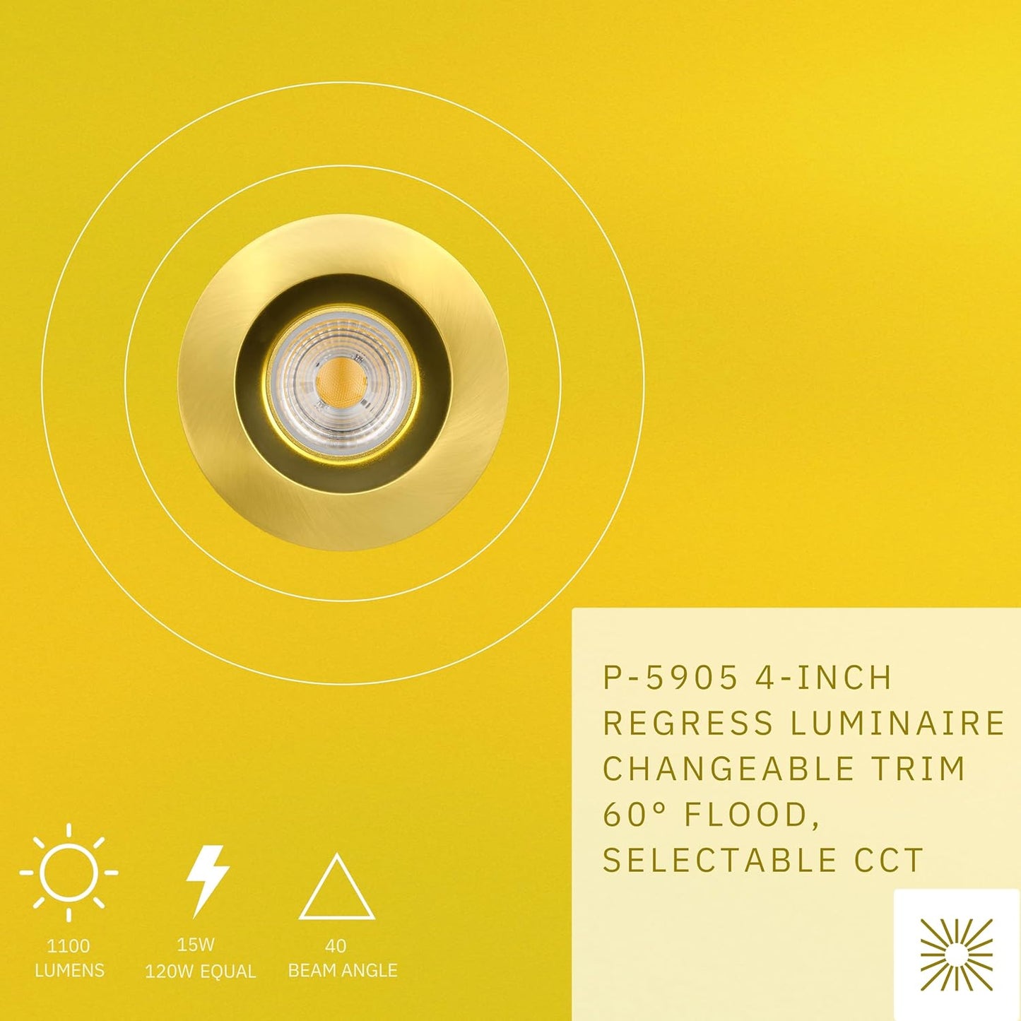 P-5905 4 Inch Round Brushed Brass 15W 1100 Lumens 5CCT Recessed Light