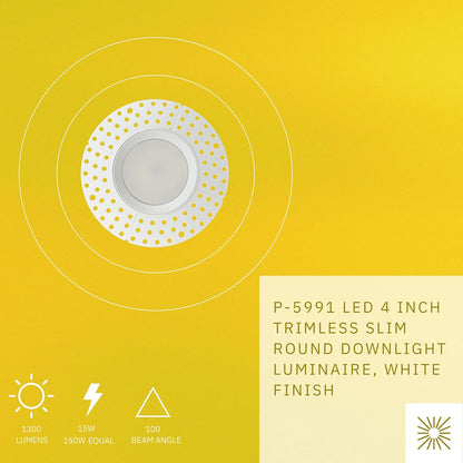 P-5991 4 Inch Trimless Round White 15W 1350 Lumens 5CCT Slim Light