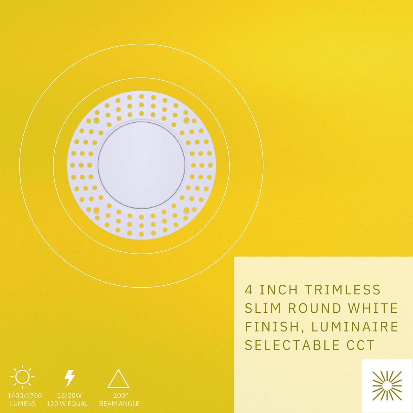 P-6592 4 Inch Trimless Slim Round, White Finish 20 Watts, 1700 Lumens 5CCT Recessed Light