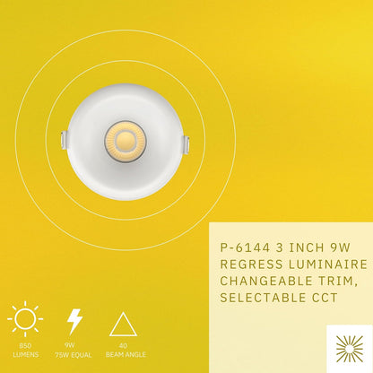 P-6144 3 Inch Wave White Round 9W 850 Lumens 5CCT Recessed Light