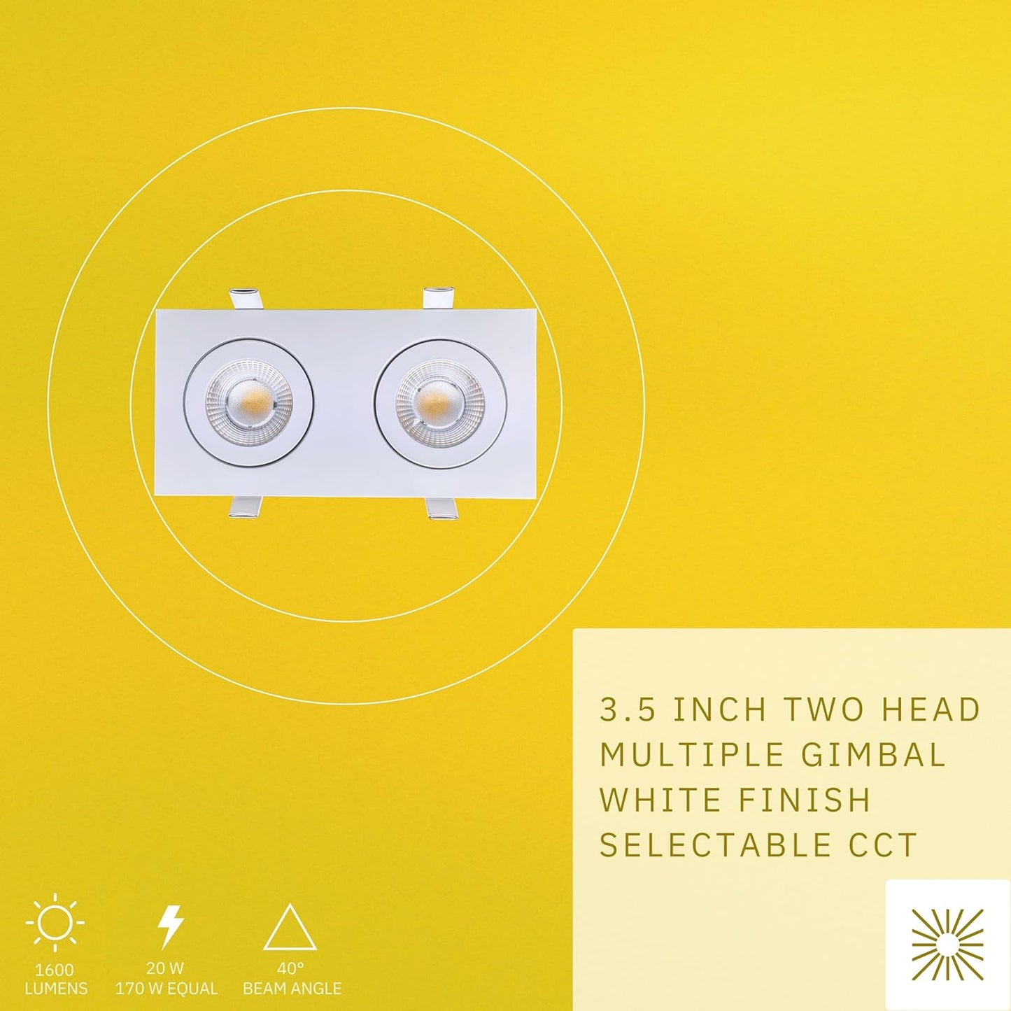 P-6552 3.5 Inch 2 Head Multiple Gimbal, White Finish 20 Watts, 1600 Lumens 5CCT Recessed Light
