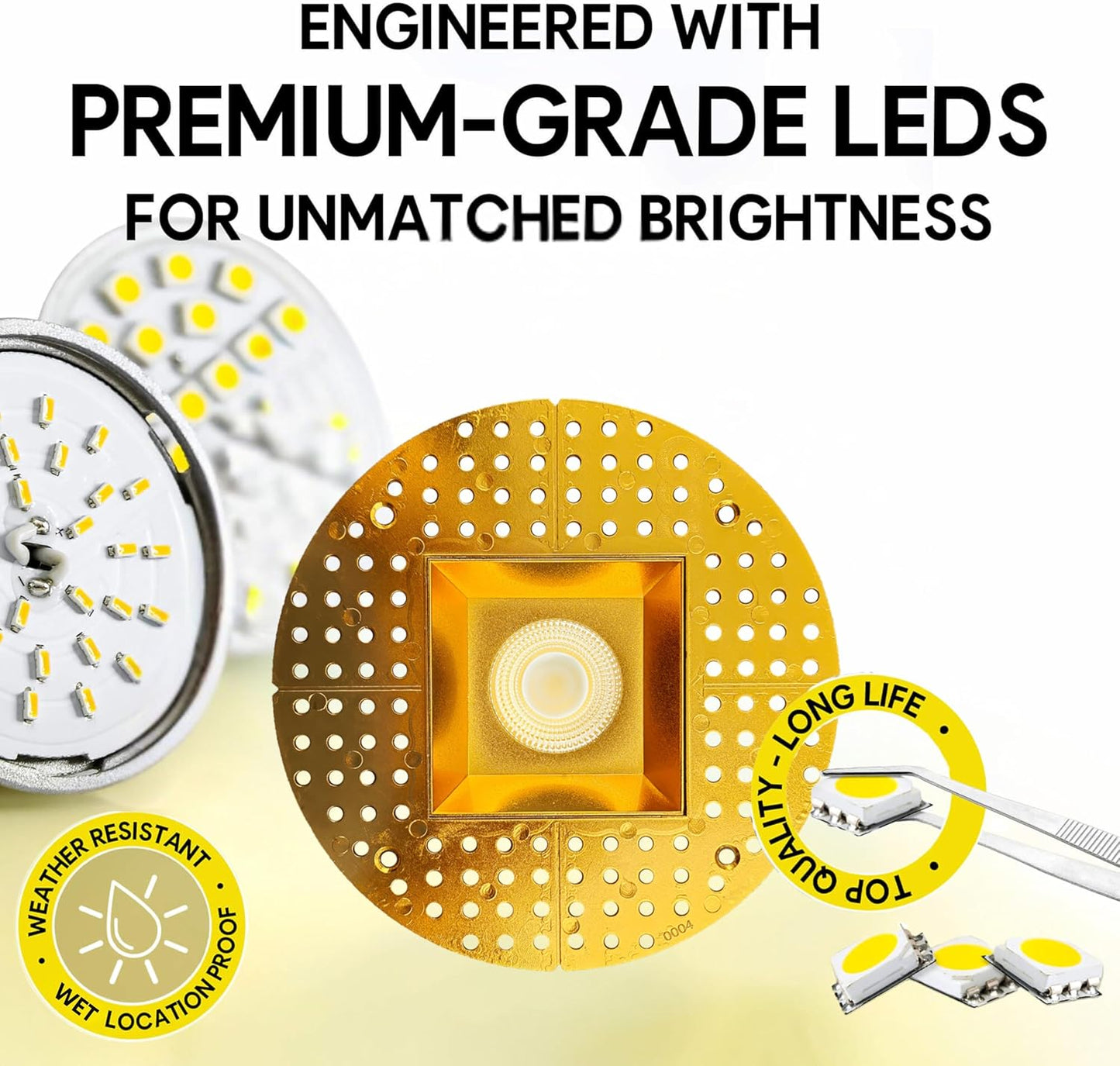 P-7150 3.5 inch Trimless Square Brushed Brass HO 18-30W, 1700-2700 Lumens 5CCT Recessed Light