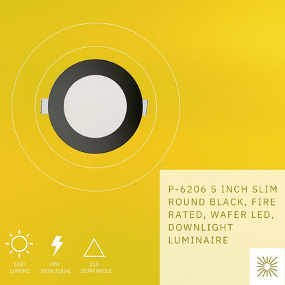 P-6206 5 Inch Round Black 15W 1200 Lumens 5CCT Slim Light