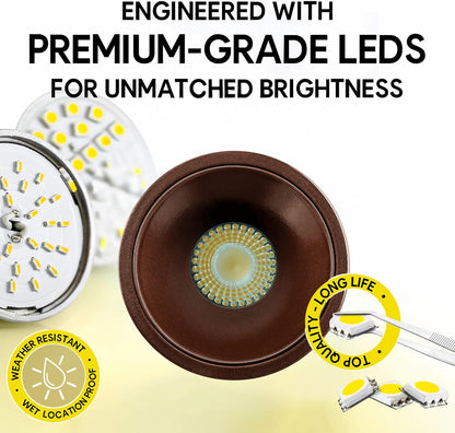 P-7000 2 Inch Millwork Trimless Round Bronze 8W, 600 Lumens 5CCT Recessed Light