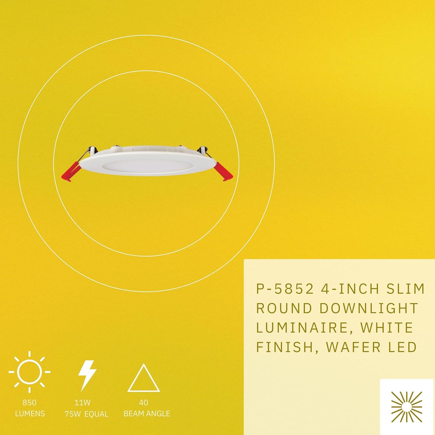 P-5852 4 Inch Round White 11W 850 Lumens Warm White 3000K Slim Light