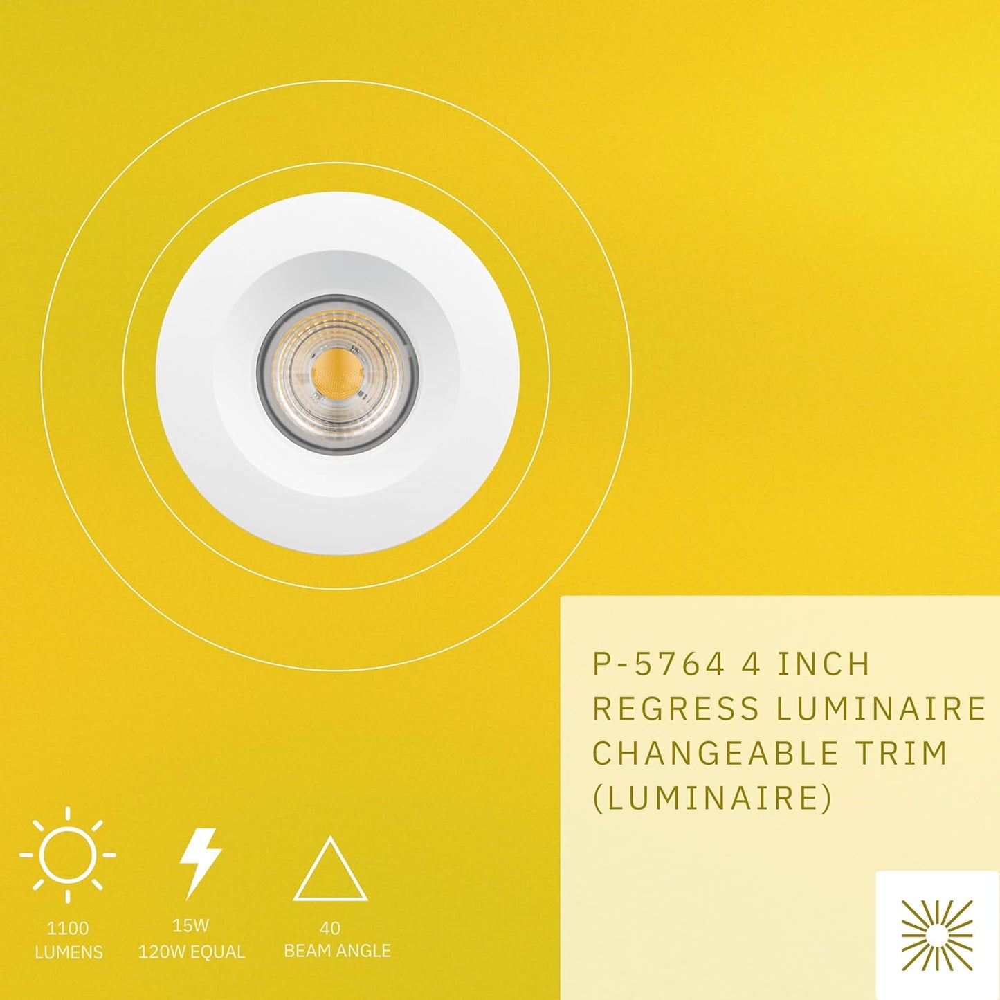 P-5764 4 Inch Round White Smooth 15W 1100 Lumens Warm White 3K Recessed Light