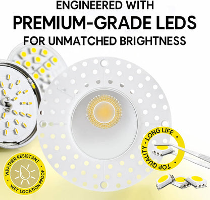 P-7502 3 inch Trimless Round Wall-Wash White HO, 15/20W, 1400/2100 Lumens, 5CCT Recessed Light