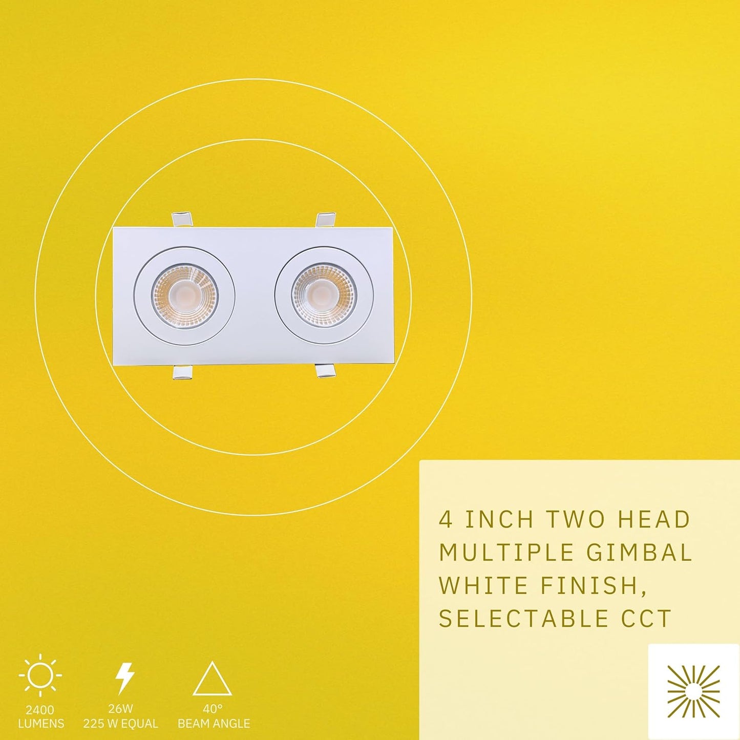 P-6530 4 Inch 2 Head Multiple Gimbal, White Finish 26 Watts, 2400 Lumens 5CCT Recessed Light