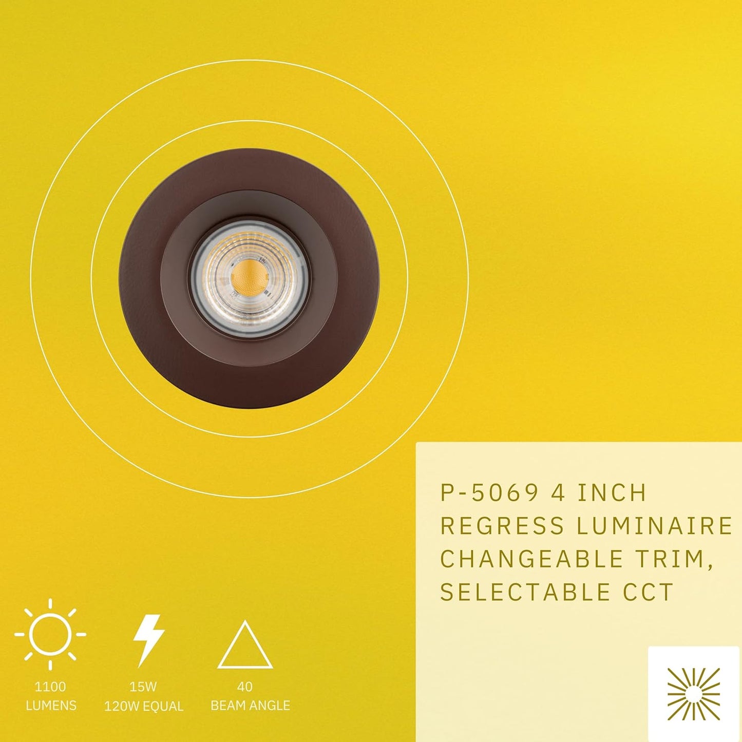 P-5069 4 Inch Round Bronze 15W 1100 Lumens 5CCT Recessed Light