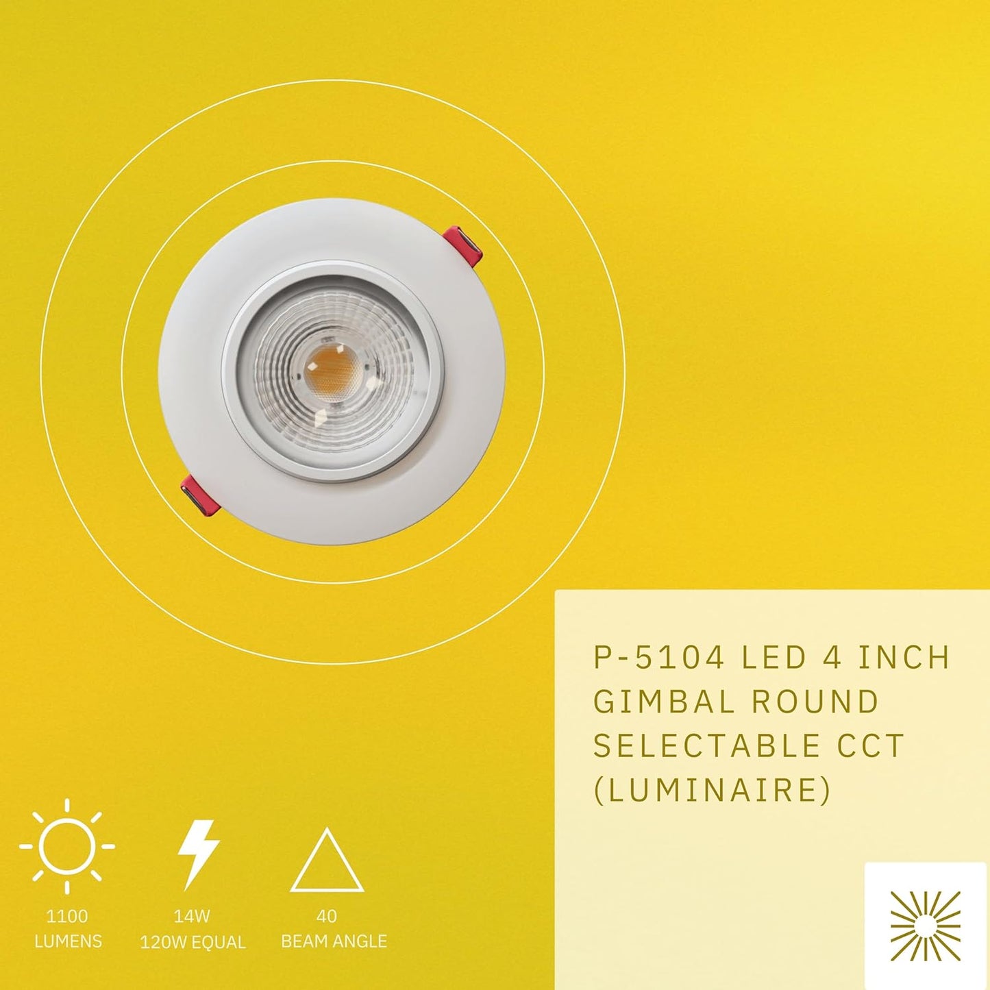 P-5118 4 Inch Round White 14W 1100 Lumens 5CCT Gimbal Light