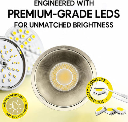 P-7087 3 Inch Millwork Trimless Round Brushed Nickel HO 24W, 2100 Lumens 5CCT Recessed Light Non-IC