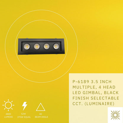 P-6189 4 Inch 4 Head Multiple Black 52W 4800 Lumens 5CCT Gimbal Light