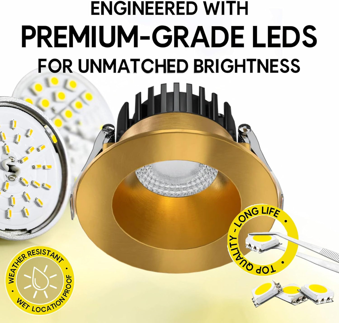 P-7531 3 inch Round Brushed Brass, 8W, 800 Lumens, 5CCT Recessed Light