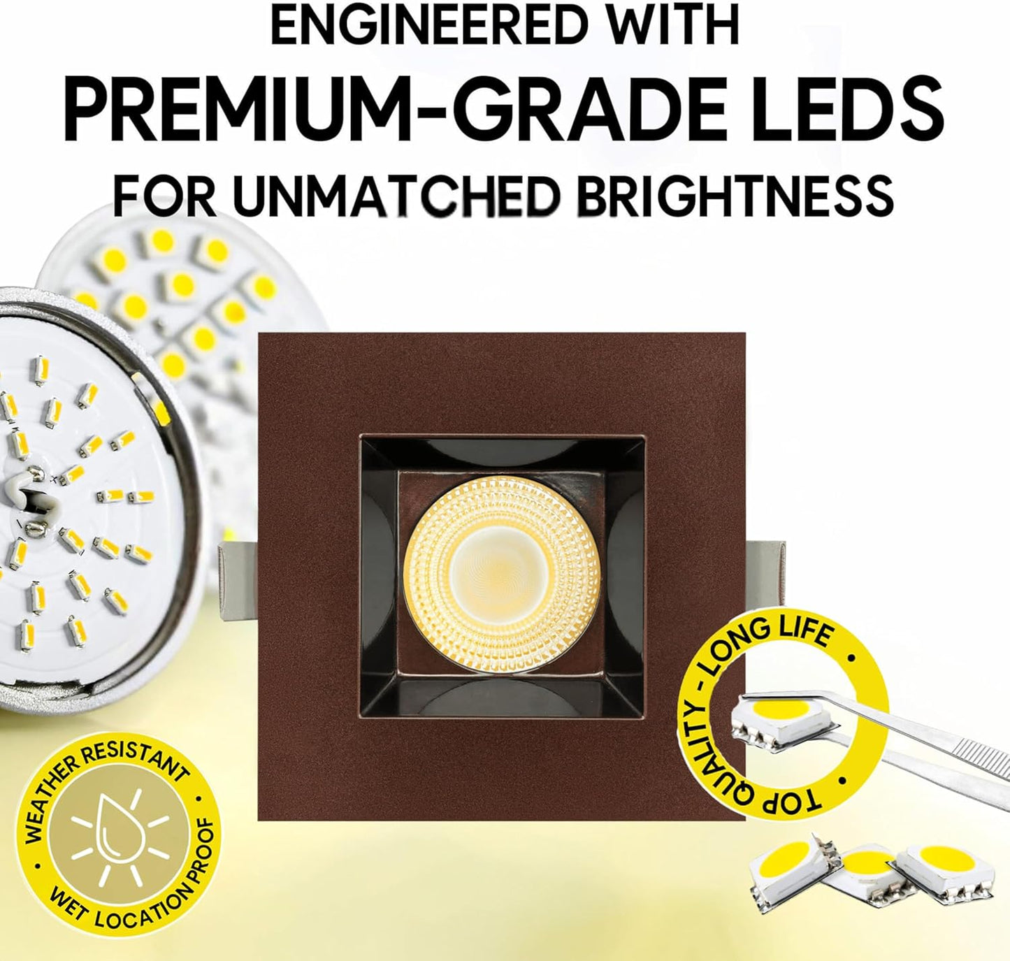 P-7129 3.5 inch Square Bronze 15-9W, 1400-900 Lumens 5CCT Recessed Light