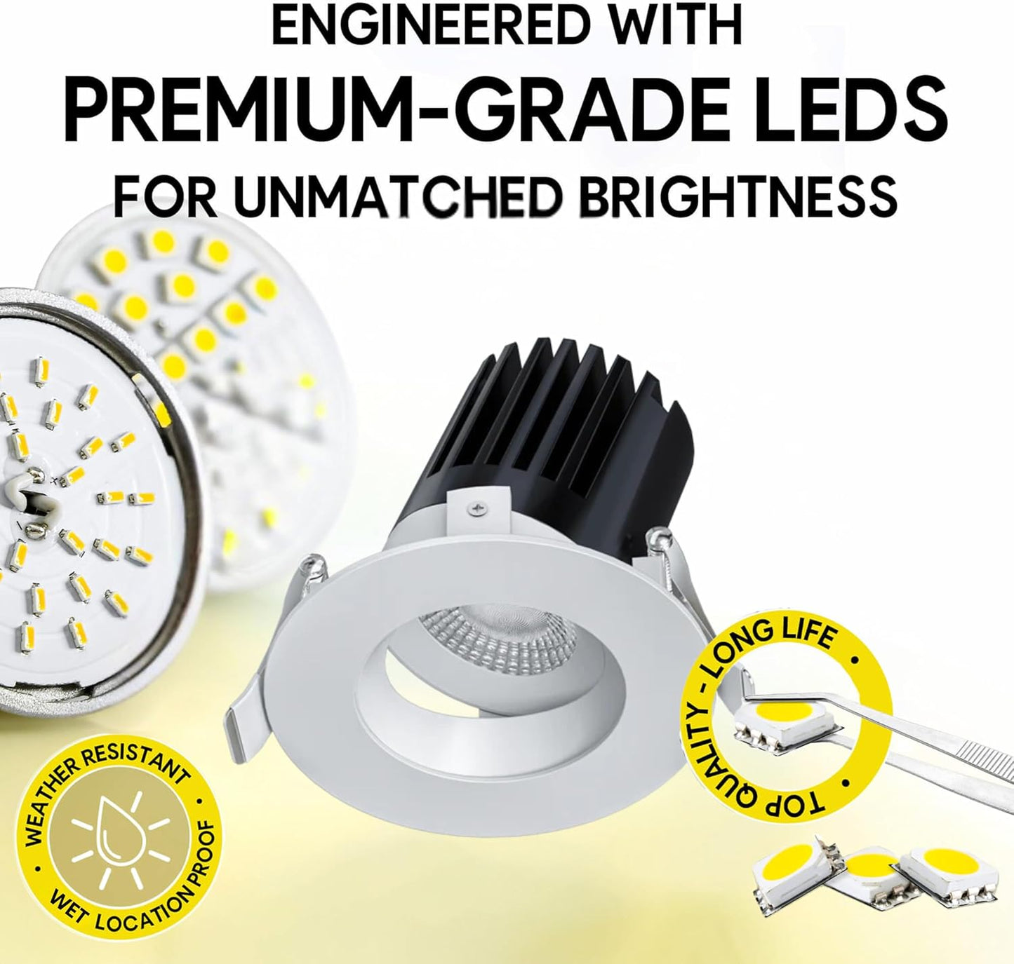 P-7512 3 inch Regress Gimbal Round White, 9W, 850 Lumens, 5CCT Recessed Light