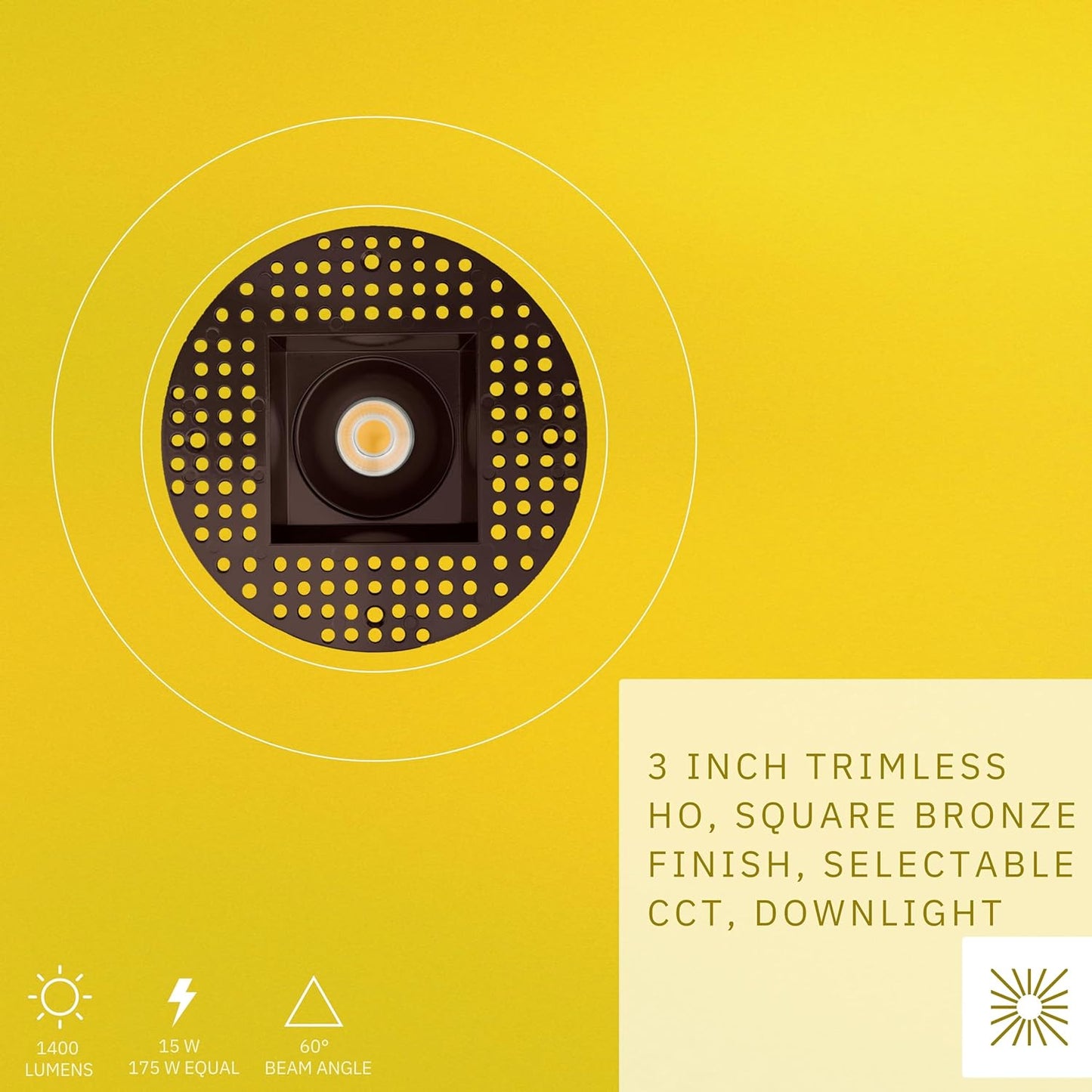 P-6374 3 Inch Trimless Square Bronze 15W 1400 Lumens 5CCT Recessed Light