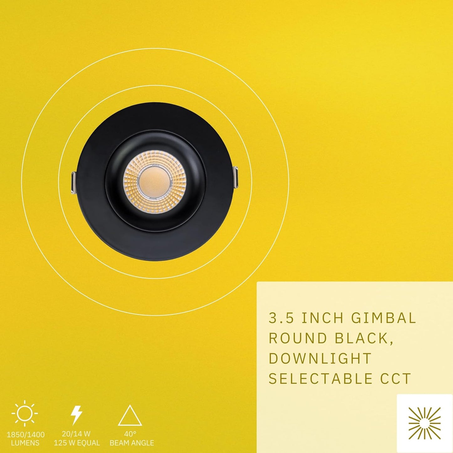 P-6493 3.5 Inch Gimbal Round, Black Finish 20 Watts, 1850 Lumens 5CCT Recessed Light