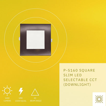 P-5160 6 Inch Square Bronze 18W 1400 Lumens 5CCT Slim Ultra-Thin light
