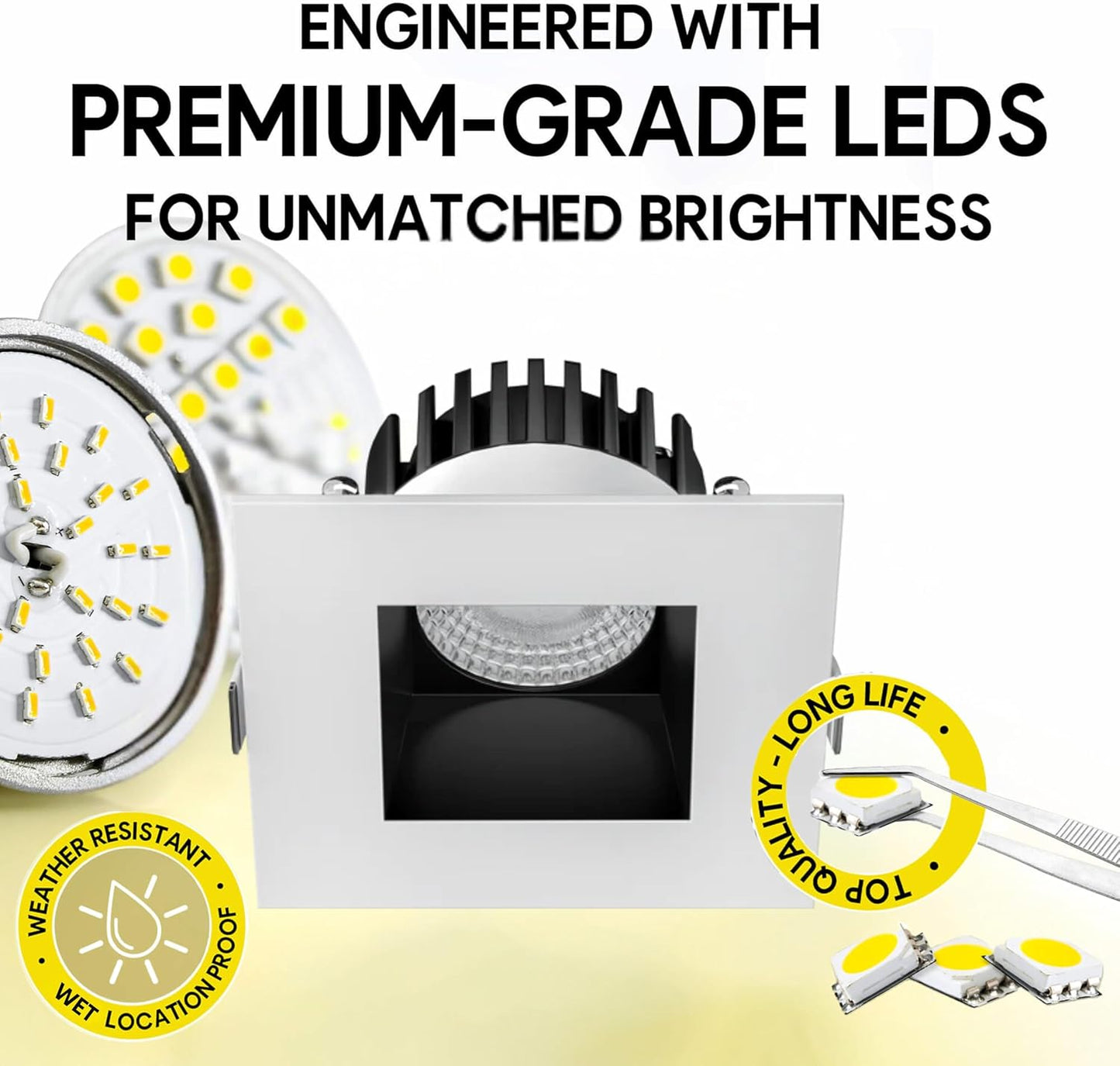 P-7526 3 inch Square Two-Tone, 8W, 800 Lumens, 5CCT Recessed Light
