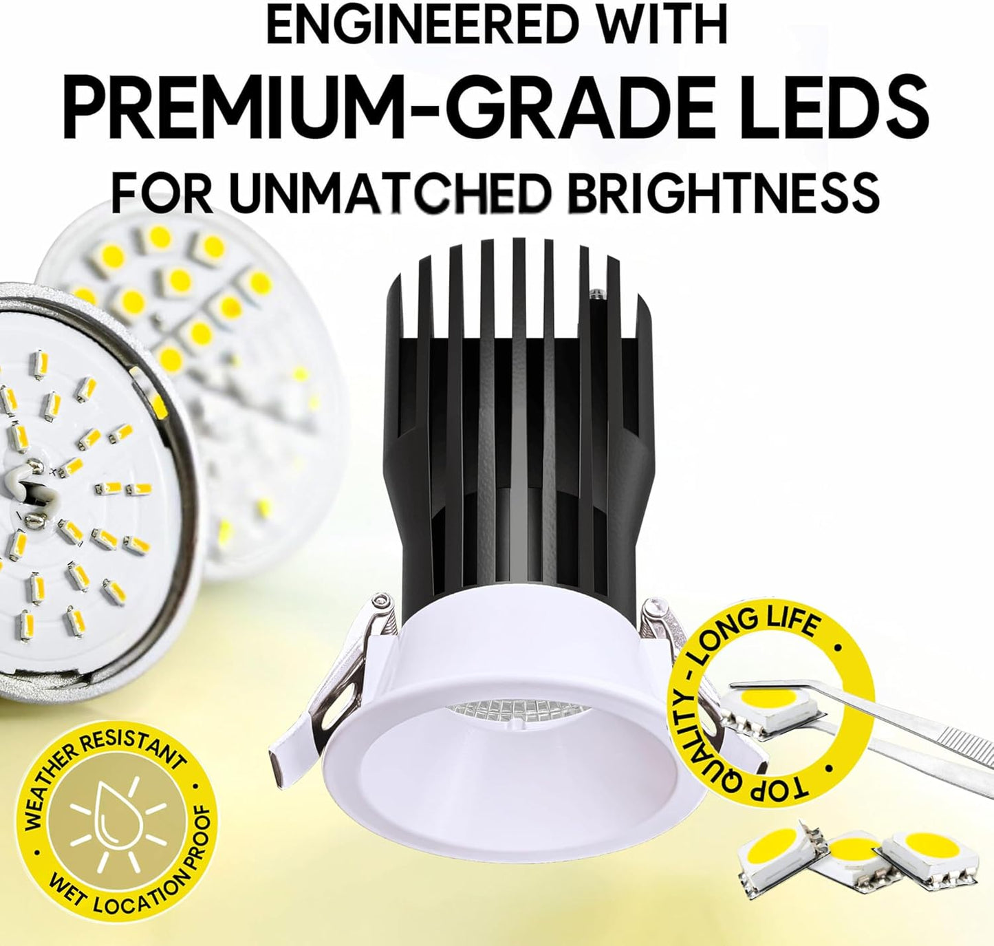 P-6968 3 inch Round White Narrow Trim HO Downlight Luminaire 24W=200W, 2100 Lumens, 5CCT