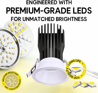 P-6968 3 inch Round White Narrow Trim HO Downlight Luminaire 24W=200W, 2100 Lumens, 5CCT