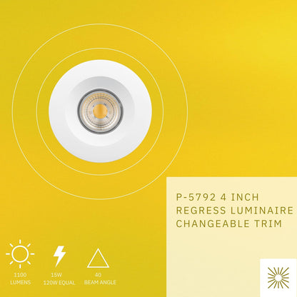 P-5792 4 Inch Round Smooth White 15W 1100 Lumens Cool White 41k Recessed Light