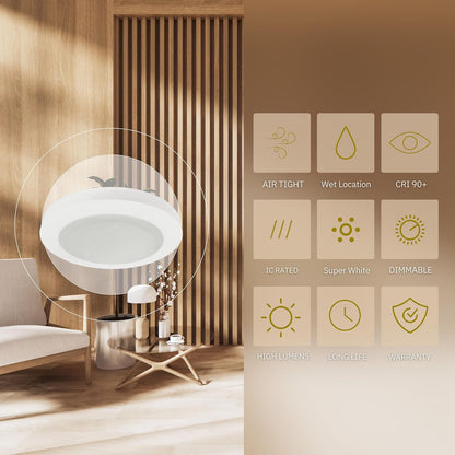 P-5183 6 Inch Round White 15W 1050 Lumens Super White 5k Disk Light