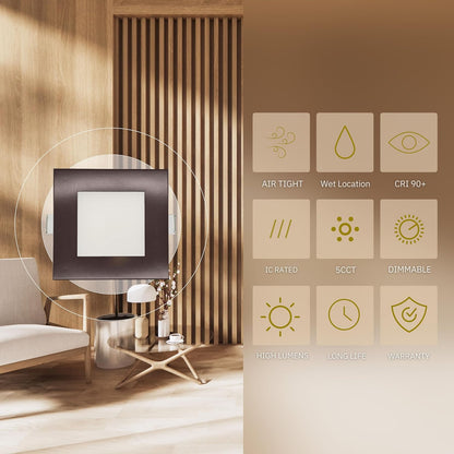 P-6228 6 Inch Square Bronze 18W 1600 Lumens 5CCT Slim Light