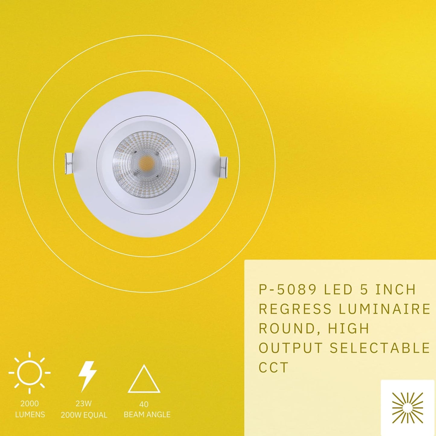 P-5089 5 Inch Round White 23W 2000 Lumens 5CCT Recessed Light