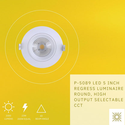 P-5089 5 Inch Round White 23W 2000 Lumens 5CCT Recessed Light