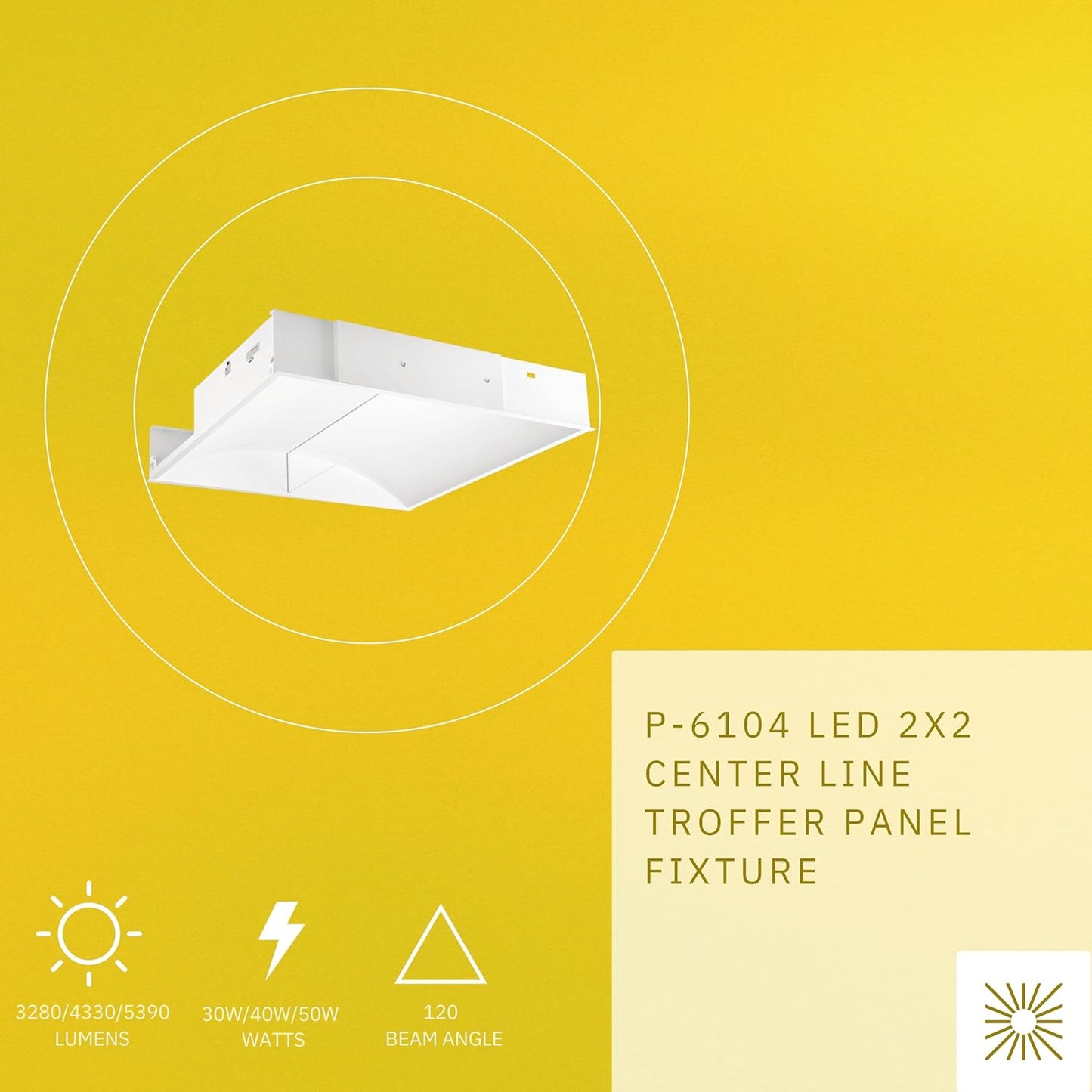 P-6104 2X2 Center Line White 30W/40W/50W 5390 Lumens 4CCT Troffer Panel